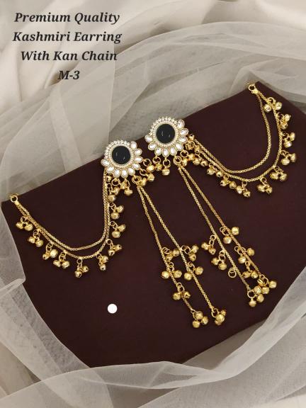 Premium quality kashmiri earring with kan chain m 3 Artificial jwellery manufacturers in Surat